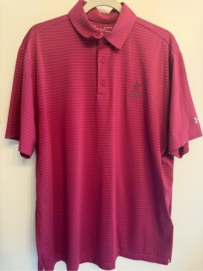 Under Armour Men’s Magenta Striped Golf Polo with Troon North Golf Course Logo